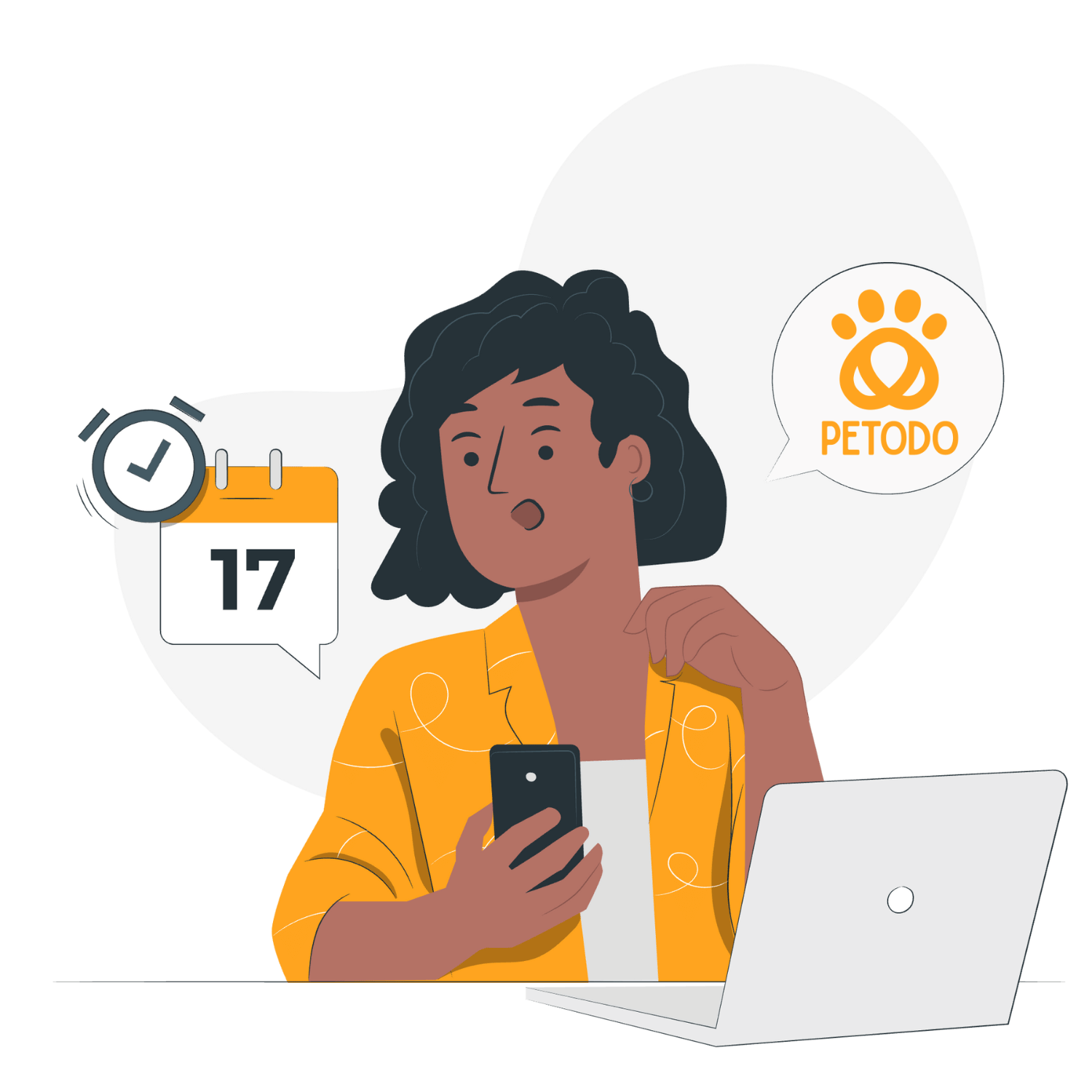 Woman getting a notification